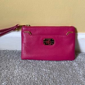Ralph Lauren pink leather wristlet